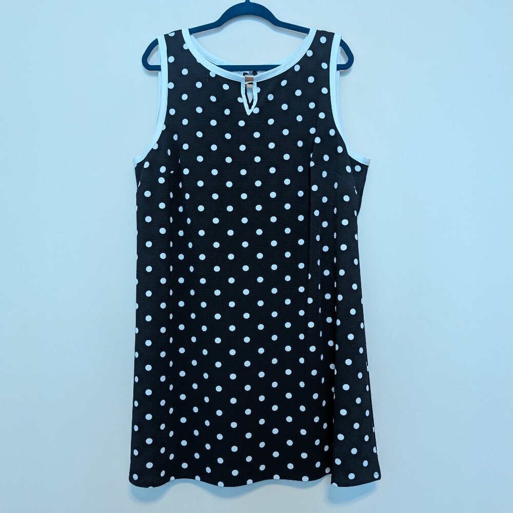 New York Clothing Company 2X black with white polka dot mini dress EUC